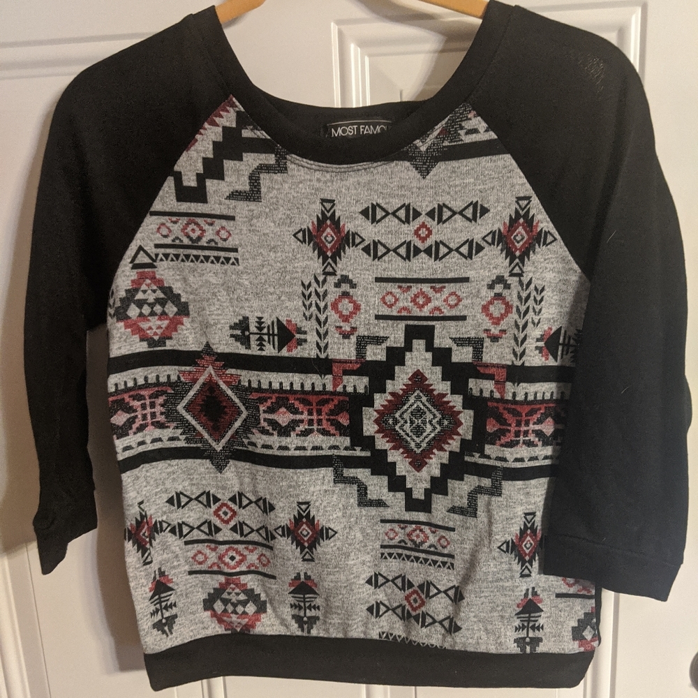 Almost Famous Women's Top with Aztec Designs